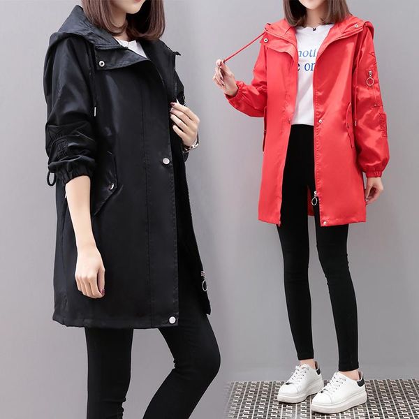 women's trench coats plus size coat women black red 2021 spring autumn medium long loose hooded korean female windbreaker outerwear 3xl, Tan;black
women's trench coats plus size coat women black red 2021 spring autumn medium long loose hooded korean female windbreaker outerwear 3xl, Tan;black