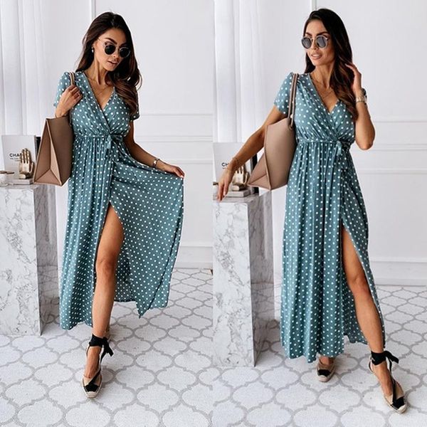 boho polka dot long dresses women split short sleeve summer casual dress 2021 streetwear black maxi dress vestidos, Black;gray
boho polka dot long dresses women split short sleeve summer casual dress 2021 streetwear black maxi dress vestidos, Black;gray