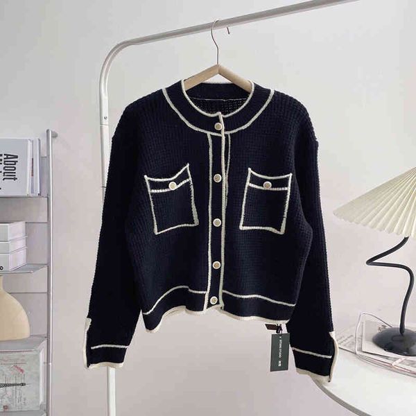 sweater coat black versatile french spring contrast color short cardigan clothing sale
sweater coat black versatile french spring contrast color short cardigan clothing sale