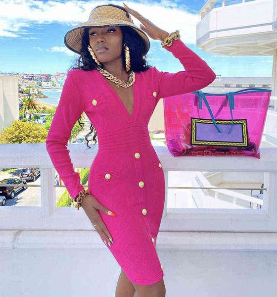 2021 women long sleeve v neck pink orange button winter bodycon bandage dress elegant celebrity evening party dress g1214, Black;gray
2021 women long sleeve v neck pink orange button winter bodycon bandage dress elegant celebrity evening party dress g1214, Black;gray