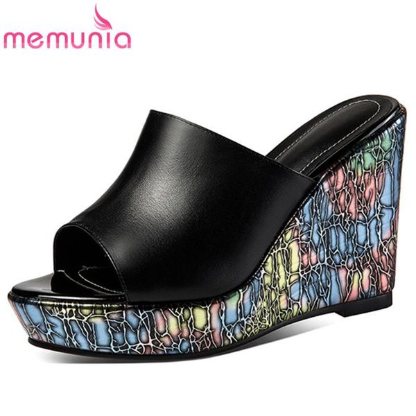 slippers memunia 2021 genuine leather shoes women slipper high heel platform summer elegant party wedges woman, Black
slippers memunia 2021 genuine leather shoes women slipper high heel platform summer elegant party wedges woman, Black
