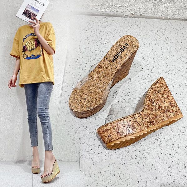 slippers 2021 summer arrival women's thick-soled wedge fashion outer-wear one-line transparent pvc upper high heels, Black
slippers 2021 summer arrival women's thick-soled wedge fashion outer-wear one-line transparent pvc upper high heels, Black