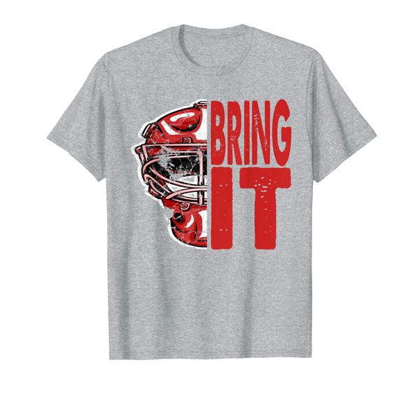 bring it ice hockey goalie t-shirt, White;black