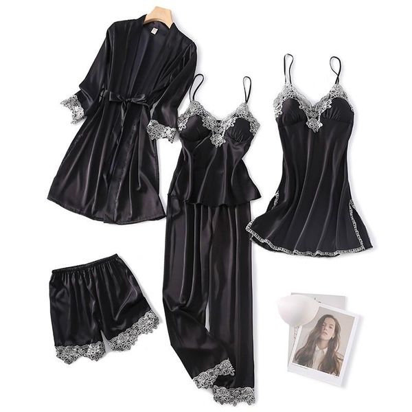 women's sleepwear lace 5pcs nightgown sets bride kimono bathrobe gown satin lady nighty&robe sleep suit home clothes wedding robe, Black;red
women's sleepwear lace 5pcs nightgown sets bride kimono bathrobe gown satin lady nighty&robe sleep suit home clothes wedding robe, Black;red