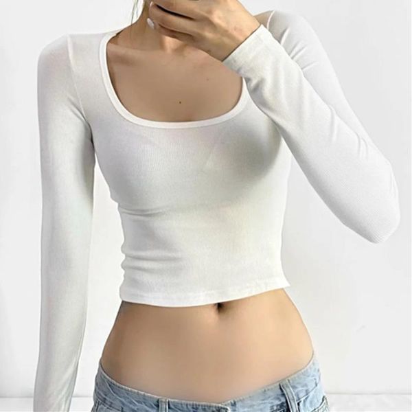 women's t-shirt tvvovvin simple o-neck long sleeve solid slim elastic open navel casual bottom 1bhf, White
women's t-shirt tvvovvin simple o-neck long sleeve solid slim elastic open navel casual bottom 1bhf, White