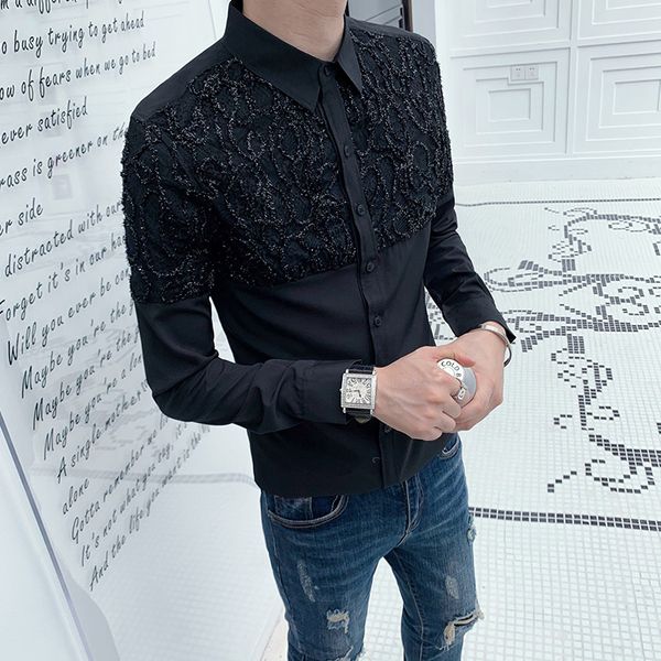 Moda New Preto/branco Rendas Emendadas Camisas Para Roupas Masculinas Simples Magro Ajuste Night Club Formatura Vestid ZCHU, Black;brown
Moda New Preto/branco Rendas Emendadas Camisas Para Roupas Masculinas Simples Magro Ajuste Night Club Formatura Vestid ZCHU, Black;brown