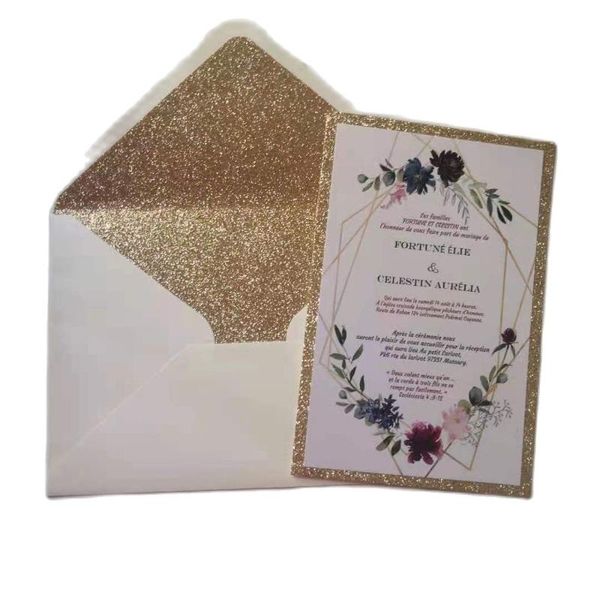 greeting cards 50pcs glitter gold wedding invitation kits with envelopes for bridal shower engagement invite
greeting cards 50pcs glitter gold wedding invitation kits with envelopes for bridal shower engagement invite
