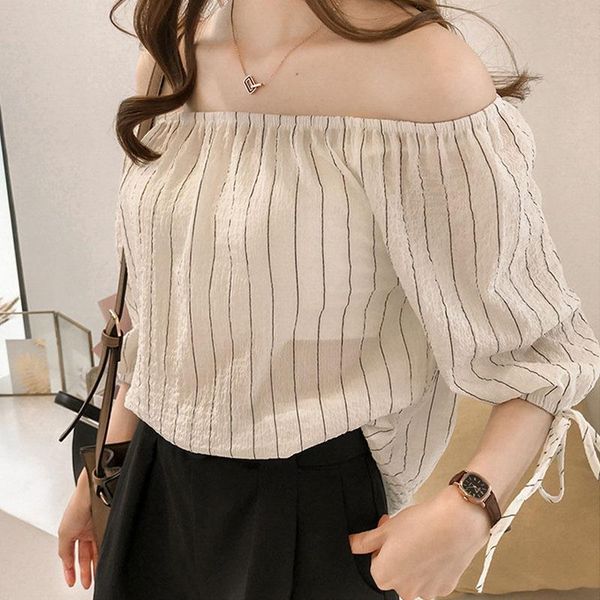 women's blouses & shirts s sweet slash neck ladies striped print women half sleeve v-neck shirt, White
women's blouses & shirts s sweet slash neck ladies striped print women half sleeve v-neck shirt, White