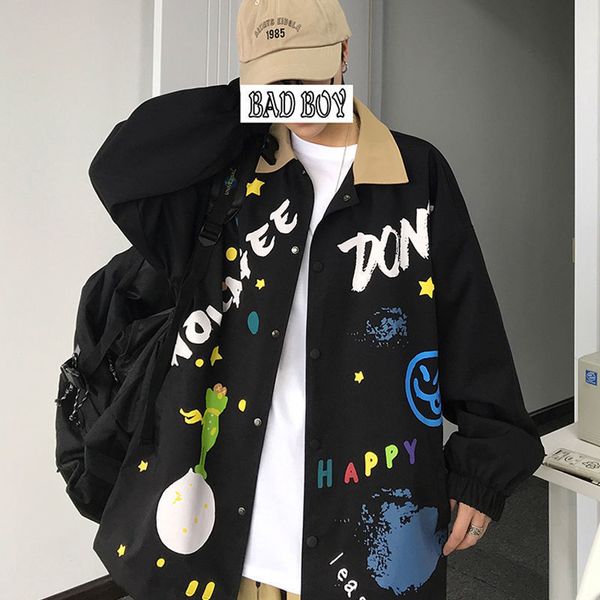 youth coat men's spring and autumn korean version loose fried hip hop street ruffian handsome couple et trend, Black;brown
youth coat men's spring and autumn korean version loose fried hip hop street ruffian handsome couple et trend, Black;brown