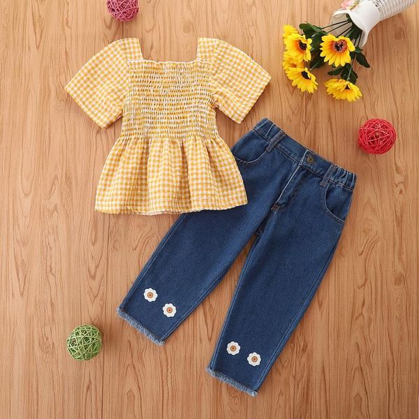 clothing sets kids baby girls clothes set fashion plaid short-sleeve and little daisy denim pants outfit 1-6years, White
clothing sets kids baby girls clothes set fashion plaid short-sleeve and little daisy denim pants outfit 1-6years, White