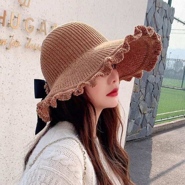 wide brim hats ht3521 spring summer women sun hat big bow knitted visor cap ladies packable beach female, Blue;gray
wide brim hats ht3521 spring summer women sun hat big bow knitted visor cap ladies packable beach female, Blue;gray
