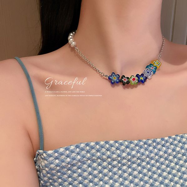 amulet pendants designer's colorful glass daisy small flower pearl necklace female minority personality candy color clavicle chain, Golden;silver
amulet pendants designer's colorful glass daisy small flower pearl necklace female minority personality candy color clavicle chain, Golden;silver