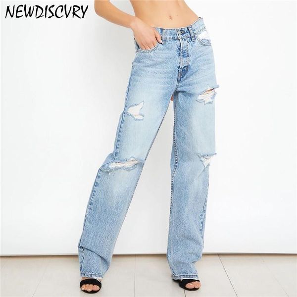 women's jeans discvry 2021 style women vintage whitening full spray loose straight high waist ripped denim trousers, Blue
women's jeans discvry 2021 style women vintage whitening full spray loose straight high waist ripped denim trousers, Blue