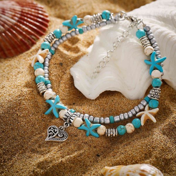 fashion double layer anklet starfish rice bead yoga beach hollowed out peach heart pendant anklet bracelet, Red;blue
fashion double layer anklet starfish rice bead yoga beach hollowed out peach heart pendant anklet bracelet, Red;blue