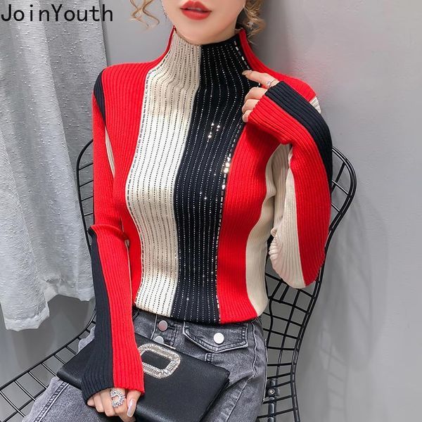 women's sweaters joinyouth korean fashion pullover sweater women autumn winter turtleneck slim industry drilling contrast color knitted, White;black
women's sweaters joinyouth korean fashion pullover sweater women autumn winter turtleneck slim industry drilling contrast color knitted, White;black