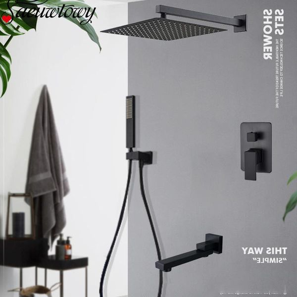 saeuwtowy wall mounted black bathroom faucet shower faucet rain head concealed shower rotable spout tap
saeuwtowy wall mounted black bathroom faucet shower faucet rain head concealed shower rotable spout tap