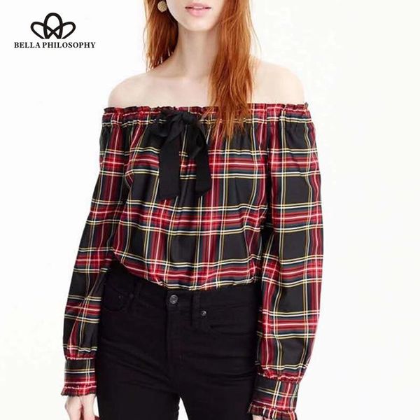 women's blouses & shirts herstory 2021 spring women blouse plaid bow slash neck female long sleeve fashion casual, White
women's blouses & shirts herstory 2021 spring women blouse plaid bow slash neck female long sleeve fashion casual, White
