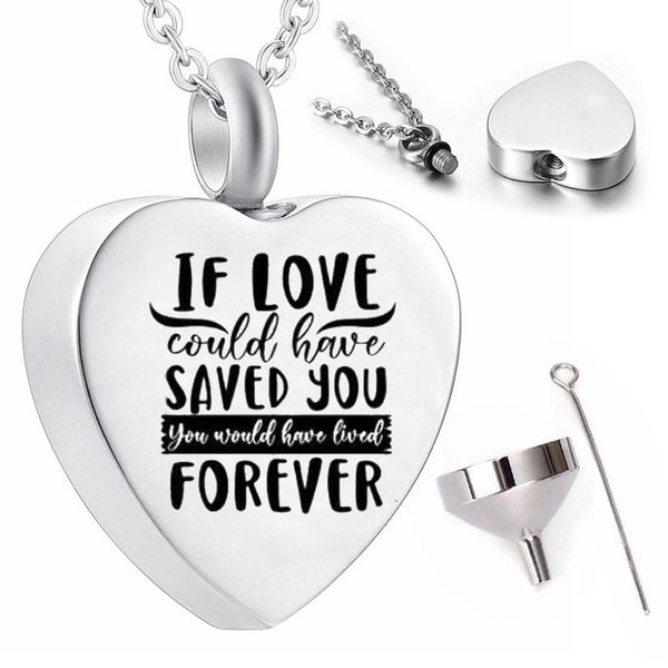 black font pendant necklace stainless steel heart-shaped ashes souvenir urn-if lover could have saved you ..., Silver
black font pendant necklace stainless steel heart-shaped ashes souvenir urn-if lover could have saved you ..., Silver