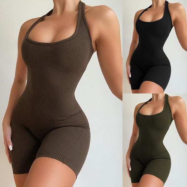 one-piece suits spring sport casual jumpsuit women suit women's solid color open back short
one-piece suits spring sport casual jumpsuit women suit women's solid color open back short