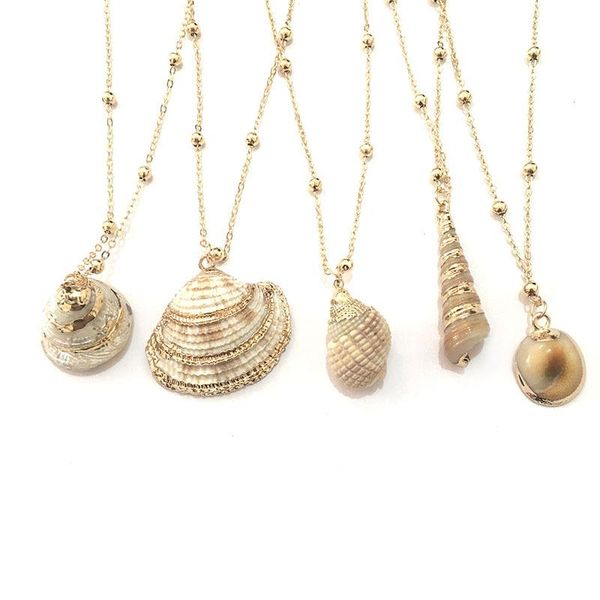 chains bohemian style natural shell pendant gold plated personality conch necklace for women european and american, Silver
chains bohemian style natural shell pendant gold plated personality conch necklace for women european and american, Silver
