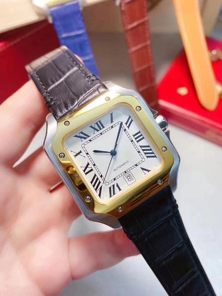 wristwatches 2021 automatic mechanical silver white rome dial gold bezel leather men sapphire stainless steel bracelet square date watch, Slivery;brown
wristwatches 2021 automatic mechanical silver white rome dial gold bezel leather men sapphire stainless steel bracelet square date watch, Slivery;brown
