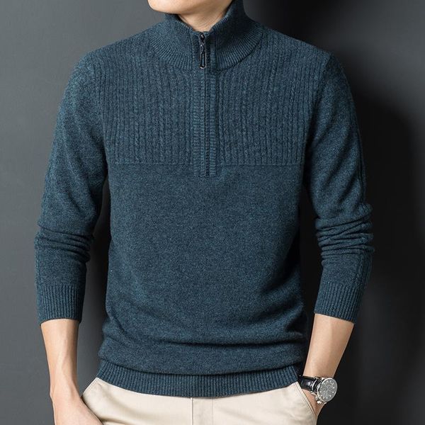 men's sweaters 100% pure wool zipper half-high collar pullover padded loose plus size bottoming sweater jacket men's., White;black
men's sweaters 100% pure wool zipper half-high collar pullover padded loose plus size bottoming sweater jacket men's., White;black
