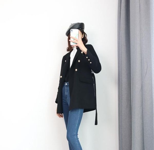women's wool & blends 20 winter dress metal deduct the waist with handsome coat lapel brief paragraph cloth, Black
women's wool & blends 20 winter dress metal deduct the waist with handsome coat lapel brief paragraph cloth, Black