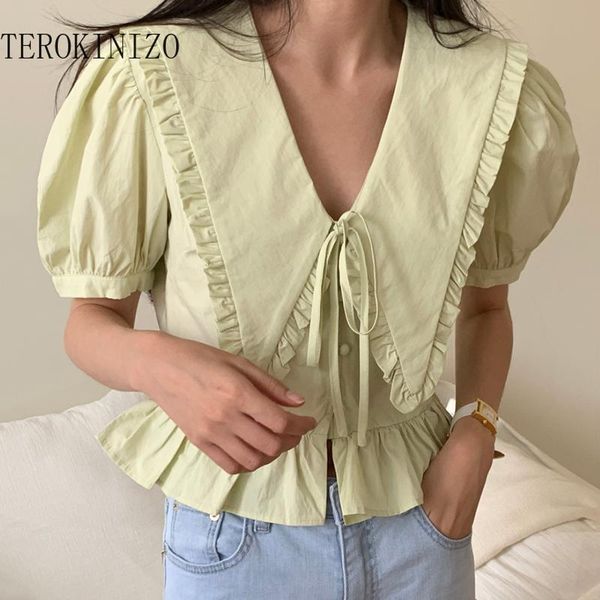 women's blouses & shirts terokinizo korean summer chic blouse women turn down collar lace up short sleeve all-match single breasted la, White
women's blouses & shirts terokinizo korean summer chic blouse women turn down collar lace up short sleeve all-match single breasted la, White