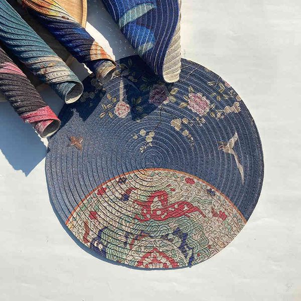 pvc circular woven dining mat l thermal insulation household new western printed coaster table
pvc circular woven dining mat l thermal insulation household new western printed coaster table