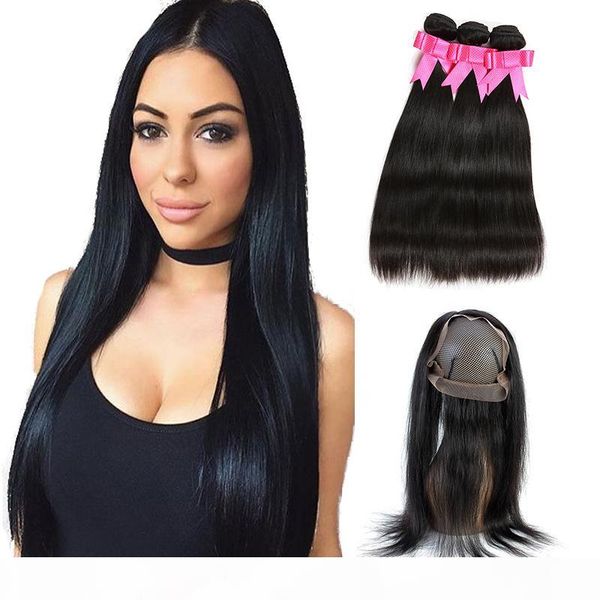 360 lace frontal with bundles brazilian straight virgin hair weave 3 bundles with 360 natural hairline lace frontal with baby hair, Black;brown
360 lace frontal with bundles brazilian straight virgin hair weave 3 bundles with 360 natural hairline lace frontal with baby hair, Black;brown