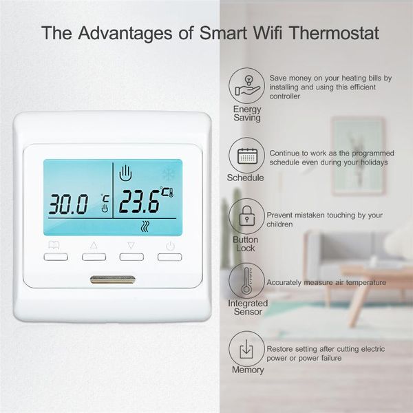 smart home control programmable thermostat for water heating turn on/off actuator buit-in sensor with backlight digital temprature controlle
smart home control programmable thermostat for water heating turn on/off actuator buit-in sensor with backlight digital temprature controlle