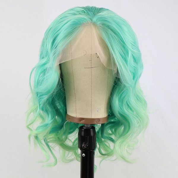 synthetic wigs mint green ombre color natural wave hairline lace front hair blue yellow mixed short curly hd frontal, Black
synthetic wigs mint green ombre color natural wave hairline lace front hair blue yellow mixed short curly hd frontal, Black