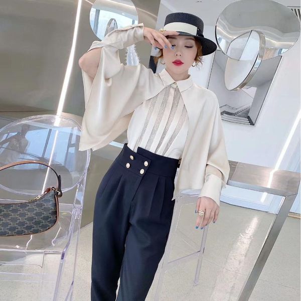 women's tracksuits suit early autumn 2021 style temperament cape shirt diagonal smoke pipe two piece pants, Gray
women's tracksuits suit early autumn 2021 style temperament cape shirt diagonal smoke pipe two piece pants, Gray