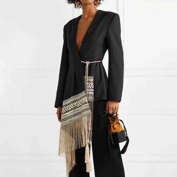 women's suits & blazers spring 2021, women's weight loss jacket, suit with irregular lace and tassels, White;black
women's suits & blazers spring 2021, women's weight loss jacket, suit with irregular lace and tassels, White;black