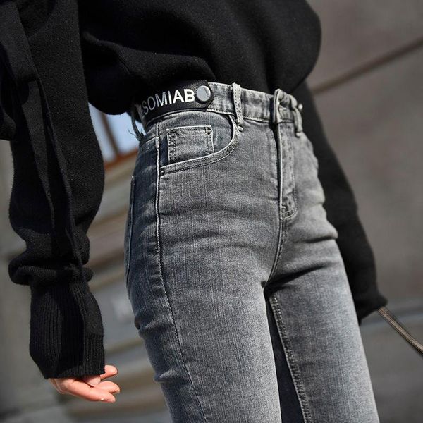women's jeans blue gray high waist nine points female simple feet pants slim slimming pencil
women's jeans blue gray high waist nine points female simple feet pants slim slimming pencil