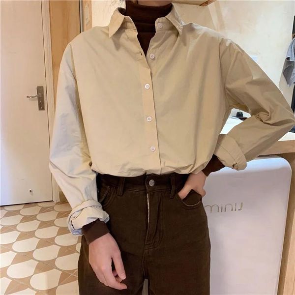 spring loose stand collar two-piece shirt women elegant basic style stitching 2021, White
spring loose stand collar two-piece shirt women elegant basic style stitching 2021, White
