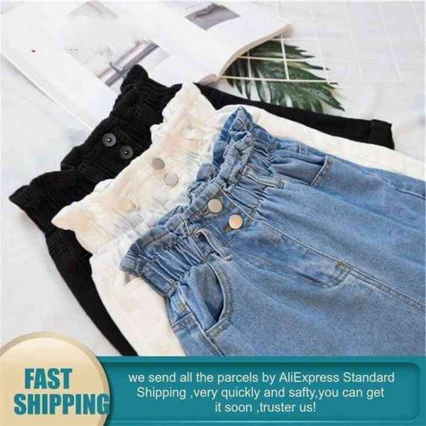 plus summer black womens denim large size 5xl harem ruffle white high waisted shorts elastic waist jeans for women, White;black
plus summer black womens denim large size 5xl harem ruffle white high waisted shorts elastic waist jeans for women, White;black
