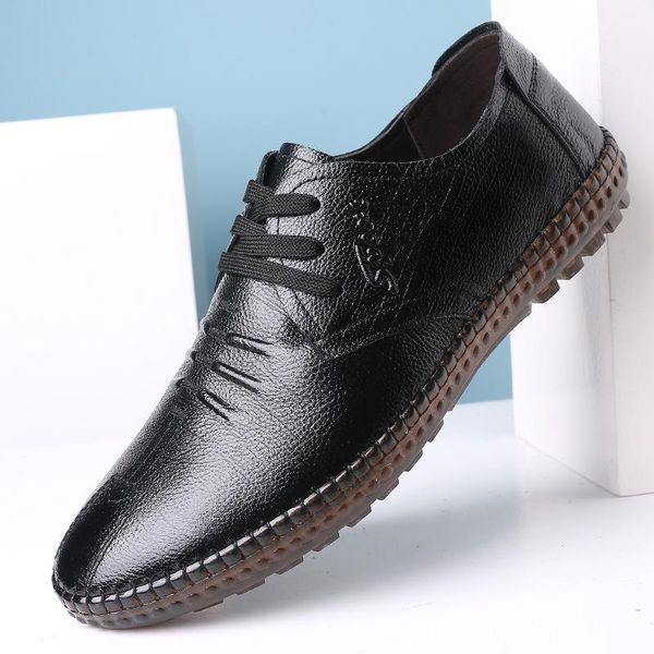 dress shoes men's leather summer layer cowhide casual lacing soft soles zapatos de hombre, Black
dress shoes men's leather summer layer cowhide casual lacing soft soles zapatos de hombre, Black