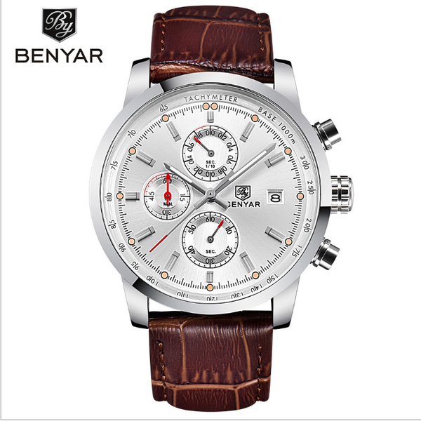 wristwatches benyar limited men's watch silver alloy case quartz chronograph 6 hands casual man wristwatch 3 bar waterproof a539, Slivery;brown
wristwatches benyar limited men's watch silver alloy case quartz chronograph 6 hands casual man wristwatch 3 bar waterproof a539, Slivery;brown