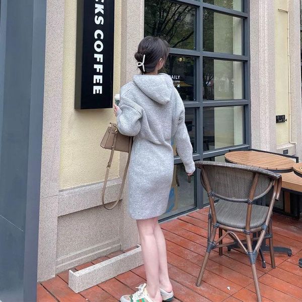 casual dresses knitting hooded mini dress for women spring autumn solid color long sleeve ladies knitted high street chic, Black;gray
casual dresses knitting hooded mini dress for women spring autumn solid color long sleeve ladies knitted high street chic, Black;gray