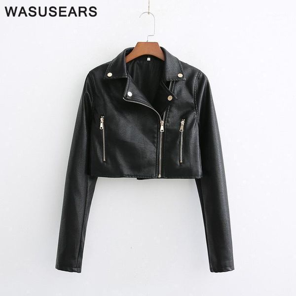 faux leather jackets women autumn spring cropped jacket moto biker with zipper pockets casual streetwear 2021 women's &, Black
faux leather jackets women autumn spring cropped jacket moto biker with zipper pockets casual streetwear 2021 women's &, Black