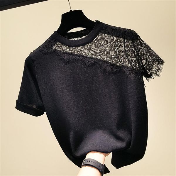 lace patchwork loose knitted women sweaters o neck short sleeve thin pullover hollow out striped summer arrival, White;black
lace patchwork loose knitted women sweaters o neck short sleeve thin pullover hollow out striped summer arrival, White;black