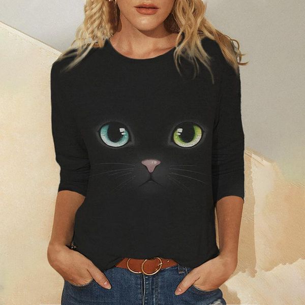 women's t-shirt personalized cat print long-sleeved t-shirt, plus size trendy outdoor street round neck loose clothing#g30, White
women's t-shirt personalized cat print long-sleeved t-shirt, plus size trendy outdoor street round neck loose clothing#g30, White