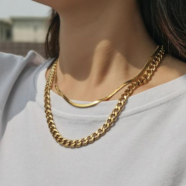 snake chain necklace for women layered gold color flat curb link herringbone stainless steel jewelry stack 2pcs/set ldnf04, Silver
snake chain necklace for women layered gold color flat curb link herringbone stainless steel jewelry stack 2pcs/set ldnf04, Silver