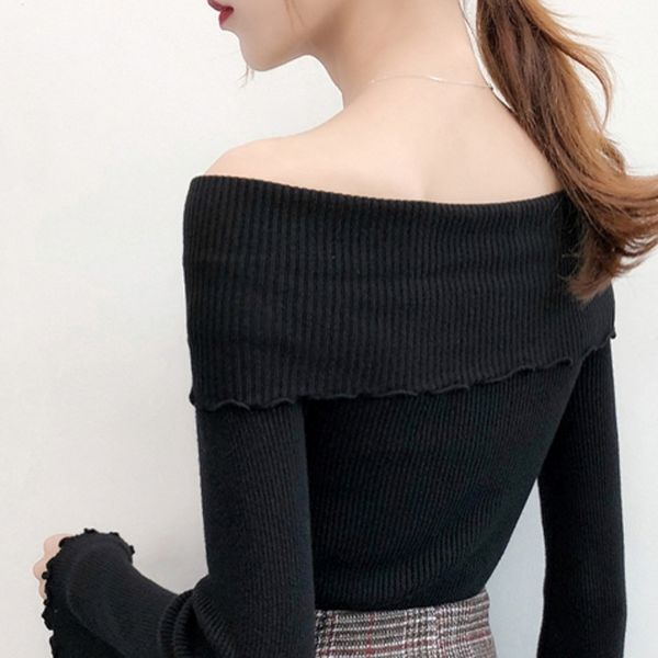 2021 fall winter knitted sweater korean style fashion slash neck lace up women pullover ropa mujer flare sleeve new t09518l ov7q, White;black
2021 fall winter knitted sweater korean style fashion slash neck lace up women pullover ropa mujer flare sleeve new t09518l ov7q, White;black