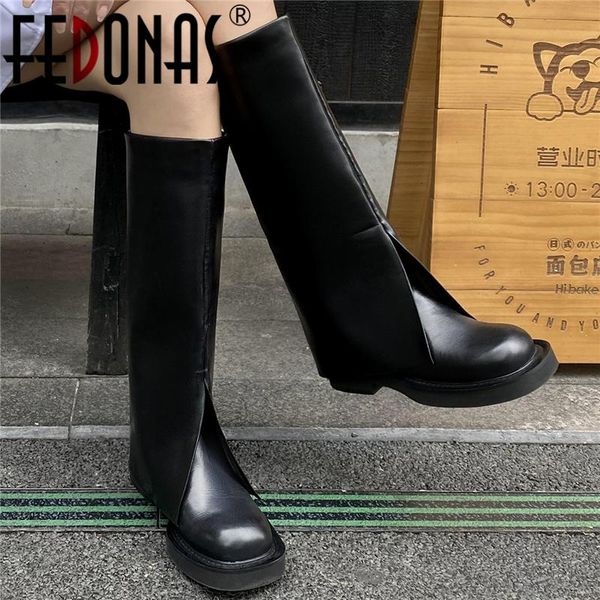 boots fedonas fashion concise women knee-high platforms party casual thick heels genuine leather shoes woman autumn winter, Black
boots fedonas fashion concise women knee-high platforms party casual thick heels genuine leather shoes woman autumn winter, Black