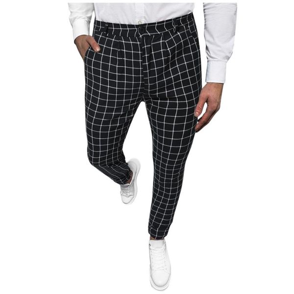 men's pants casual plaid skinny suit male pencil zipper elastic waist classic social formal trousers clothing, Black
men's pants casual plaid skinny suit male pencil zipper elastic waist classic social formal trousers clothing, Black