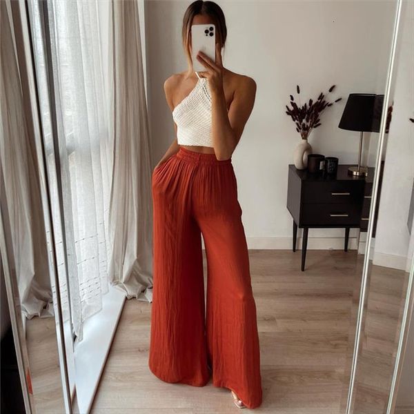 elegant orange loose high waisted women pants summer casual solid wide leg pant ladies soft elastic waist, Black;white
elegant orange loose high waisted women pants summer casual solid wide leg pant ladies soft elastic waist, Black;white
