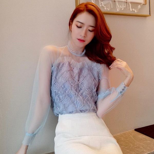 women's blouses & shirts elegant lace mesh blouse shirt women long sleeve spring summer hollow out blusas mujer, White
women's blouses & shirts elegant lace mesh blouse shirt women long sleeve spring summer hollow out blusas mujer, White