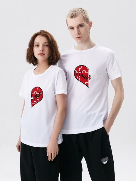 1pc letter & geo print tee y8eu#, White;black 
1pc letter & geo print tee y8eu#, White;black